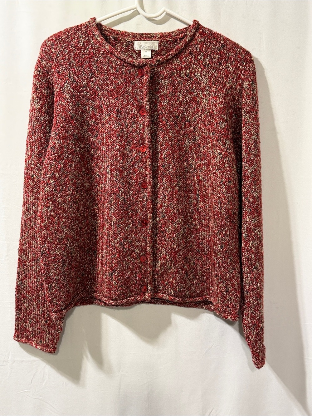 Christina Marled Red Button-Front Cardigan